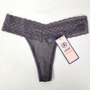 IZOD Women's Panty Panties NEW nwt Size S Small gray THONG lace waist
